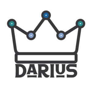 Le logo de l'entreprise Darius est une couronne surmontée d'un réseau de points de connections